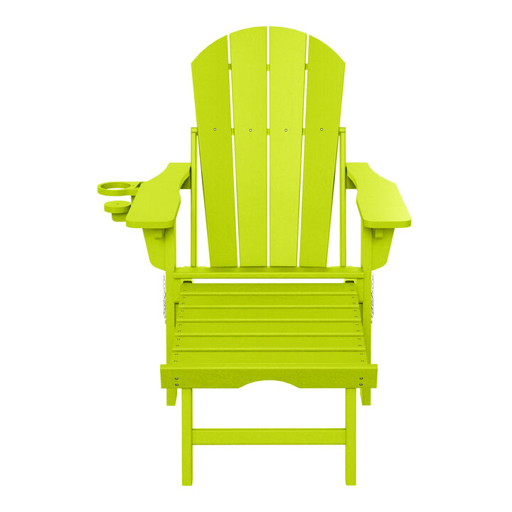 WestinTrends Folding Adjustable Adirondack Chair with Retractable Ottoman and Cup Holder