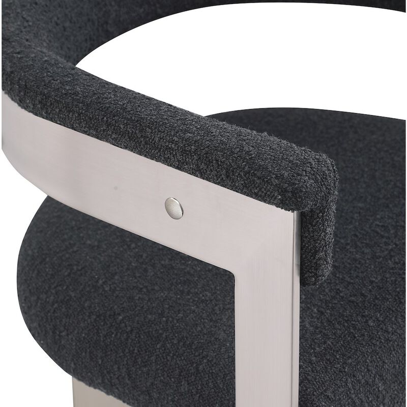 Meridian Furniture Romeo Black Boucle Fabric Dining Chair, Set of 2