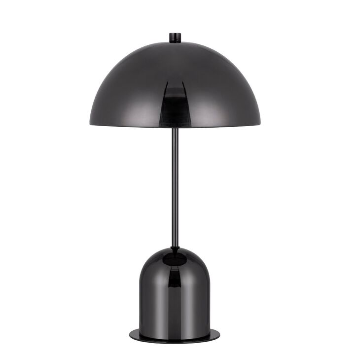 20 Inch Metal Accent Table Lamp Dome Shade, Black-Benzara