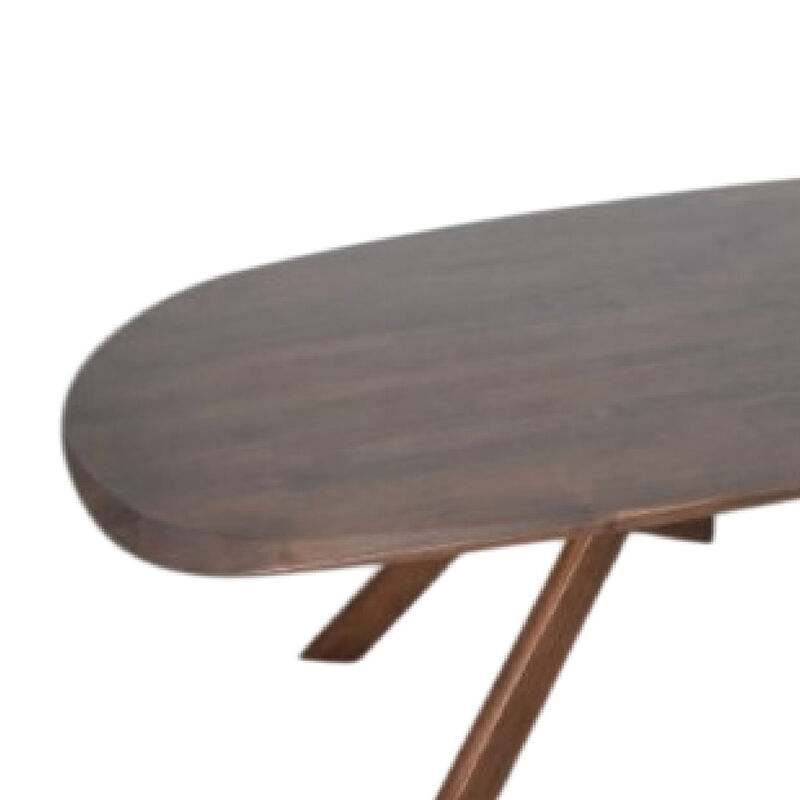 Ziva Dining Table, 3D Edges, Brown Full Solid Wood 83 Inch Rectangular