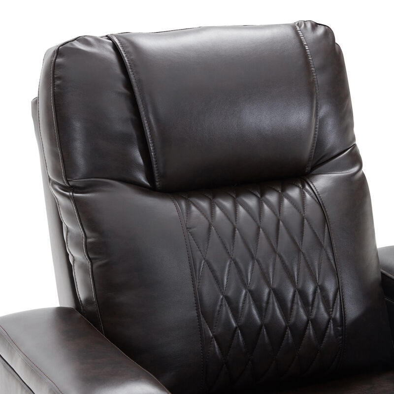 Power Motion Recliner with USB Charging Port and Hidden Arm Storage 2 Convenient Cup Holders and 360° Swivel Tray Table