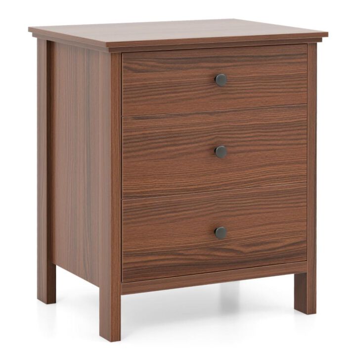 Hivvago 3-Drawer Wooden Nightstand Modern Bedside Table