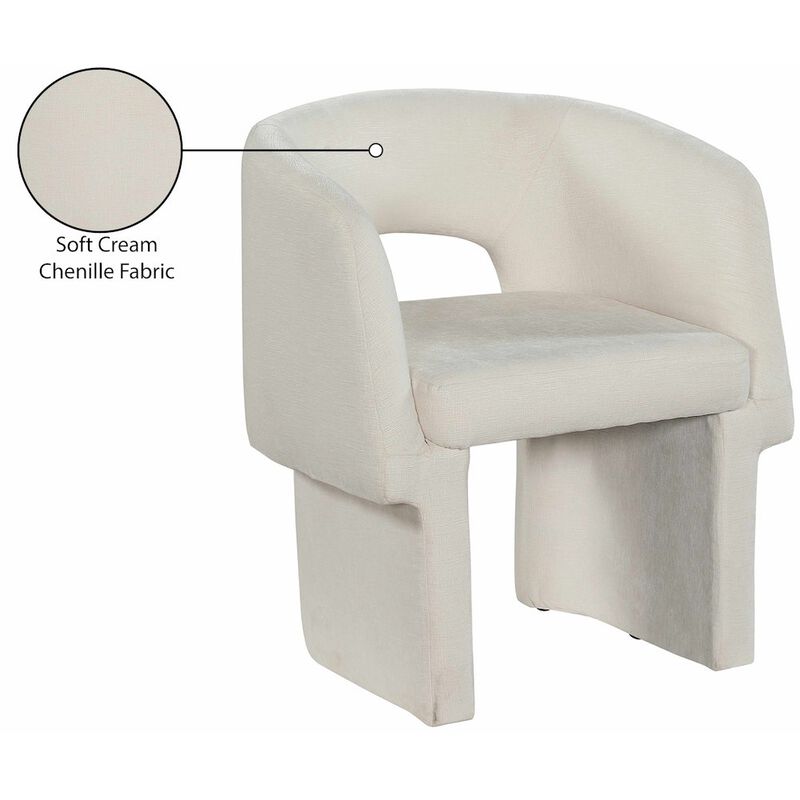 Meridian Furniture Emmet Cream Chenille Fabric Dining Chair / Accent Chair