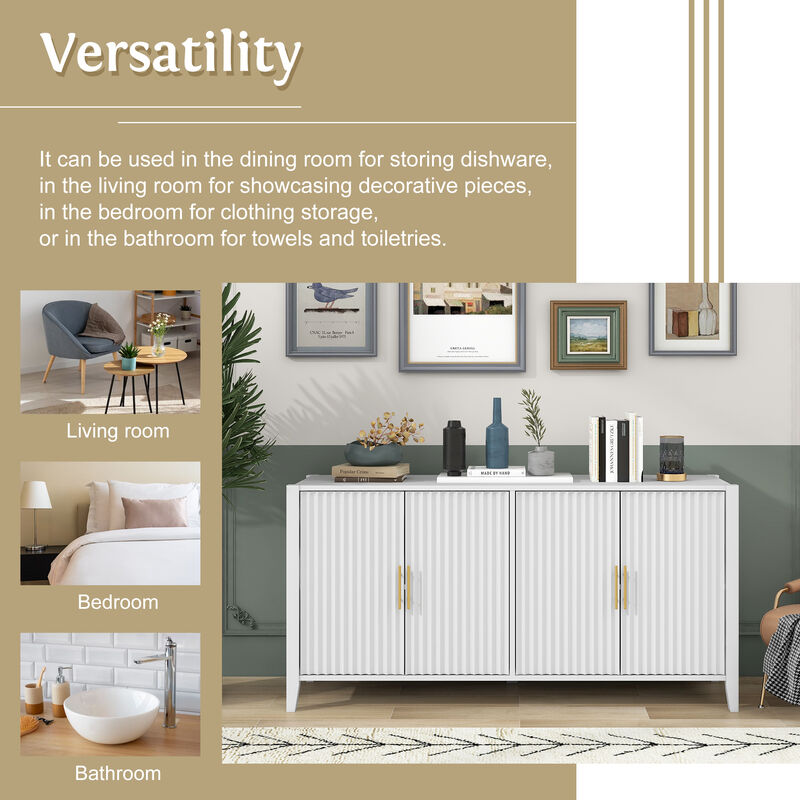 Fambep Modern Wavy-Slatted Storage Sideboard image number 5
