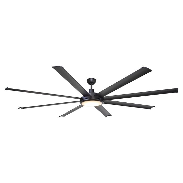 75" 8-Blade Windmill Ceiling Fan with Integrated LED Light, Remote Control, 6-Speed Reversible DC Motor