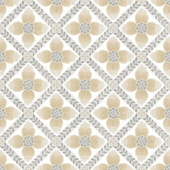 Mimi Neutral Quilted Floral Peel & Stick Wallpaper