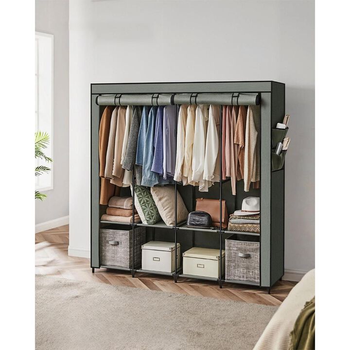 Portable Closet Wardrobe with 4 Hanging Rods and Shelves &ndash; Freestanding Clothes Organizer for Bedroom or Storage Room