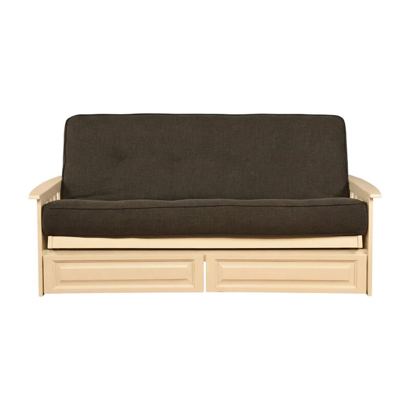 Phoenix Frame/Antique White Finish/Linen Charcoal Mattress/Storage Drawers image number 0