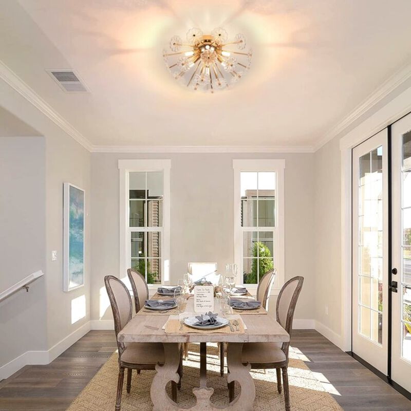 ELEMENT ACE Modern Flush Mount Ceiling Light with Electroplated Finish Glass Petal Lampshade for Bedroom Hallway Kitchen Living Room Nursery Indoor Lighting image number 4