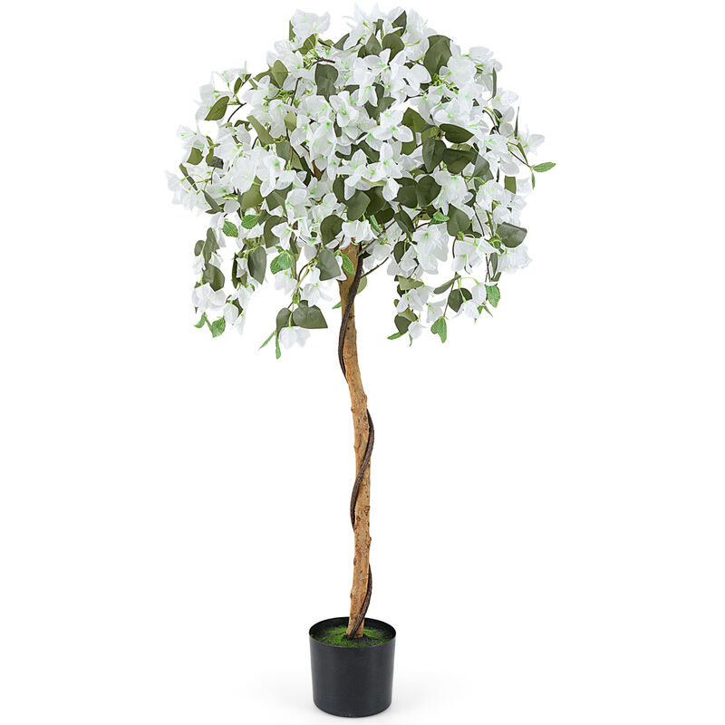 Artificial Azalea Plant with Blooming Flowers in Cement Pot image number 0