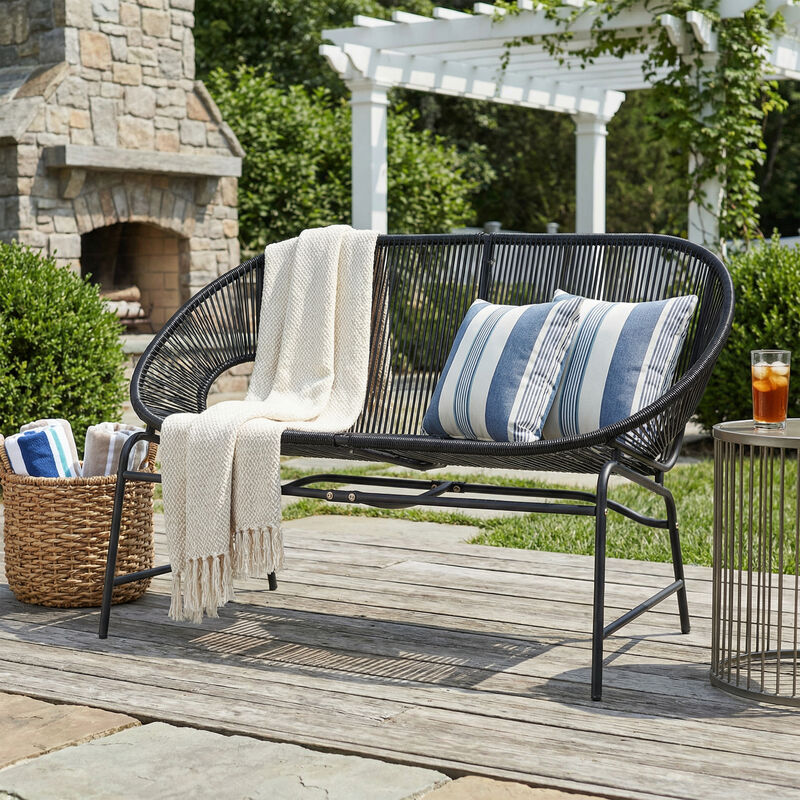 Christopher Knight Home Kamdyn Outdoor Wicker Wrap Hammock Loveseat with Metal Frame image number 1