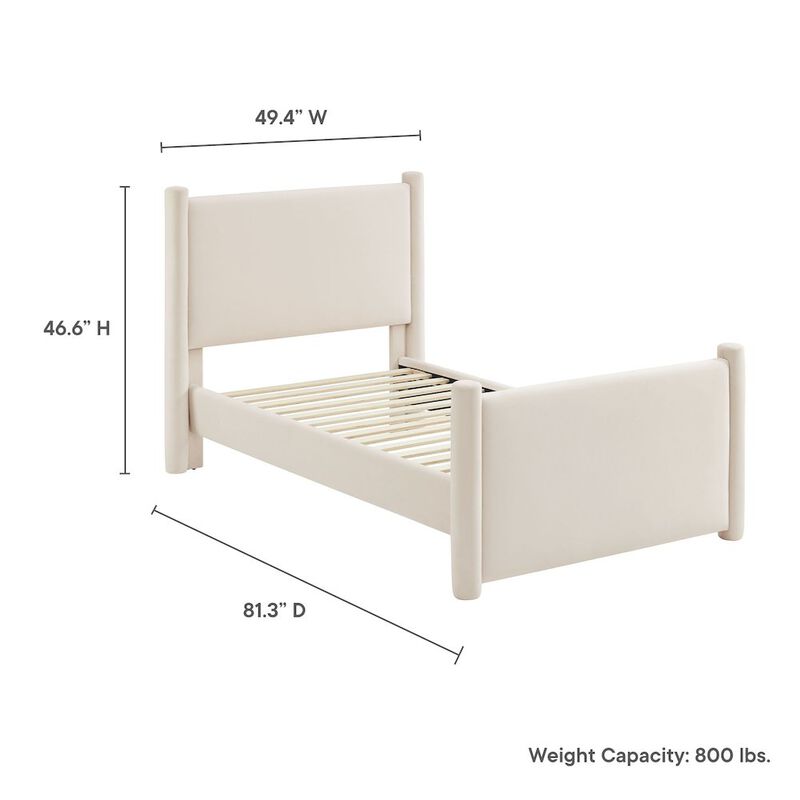 Modway Rael Performance Velvet Twin Platform Bed image number 2