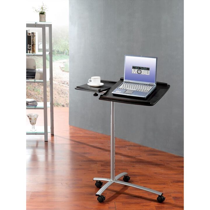 QuikFurn Adjustable Laptop Computer Cart Desk Stand in Graphite Wood Grain