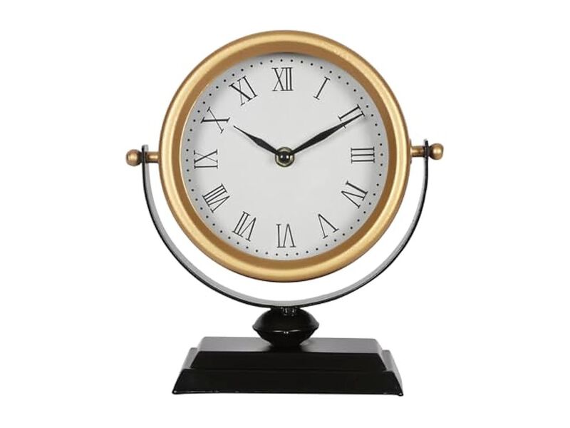 Vintage Gold Retro Desk Mantel Table Wall Clock Battery Operated image number 0