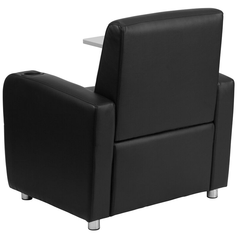 Flash Furniture George Black LeatherSoft Guest Chair with Tablet Arm, Chrome Legs and Cup Holder image number 4