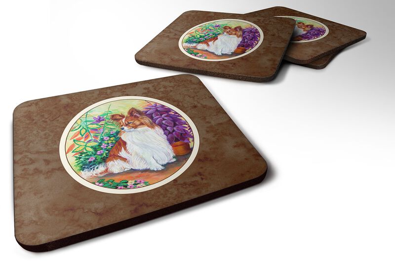 Caroline's Treasures 7274FC Papillon Foam Coasters (Set of 4), 3.5, Multicolor image number 0