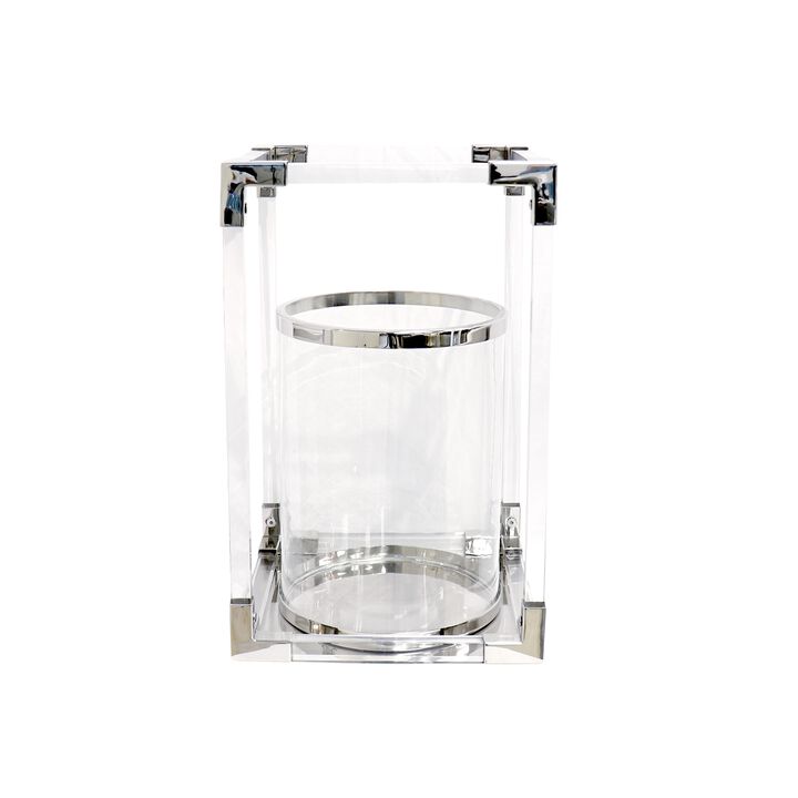 Pasargad Home Soren Chrome Polished Lucite Lantern