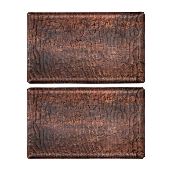 Turgla EcoGrain 10.5" x 6.5" Rectangular Brown Composite Plate (Set of 2)