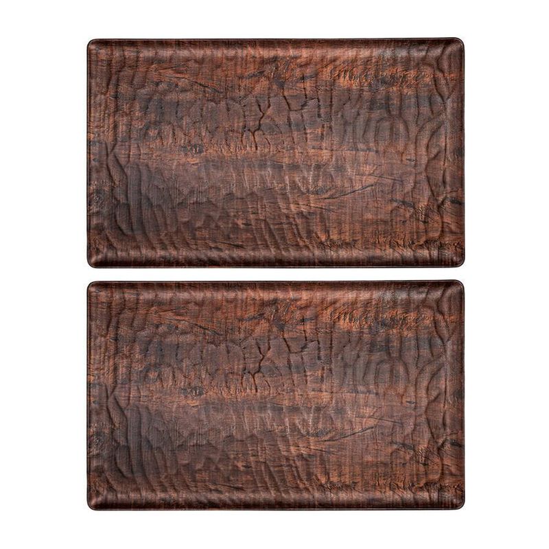 Turgla EcoGrain 10.5" x 6.5" Rectangular Brown Composite Plate (Set of 2) image number 0