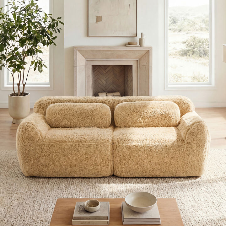 Monimp Soft Fluffy Plush Fabric Loveseats