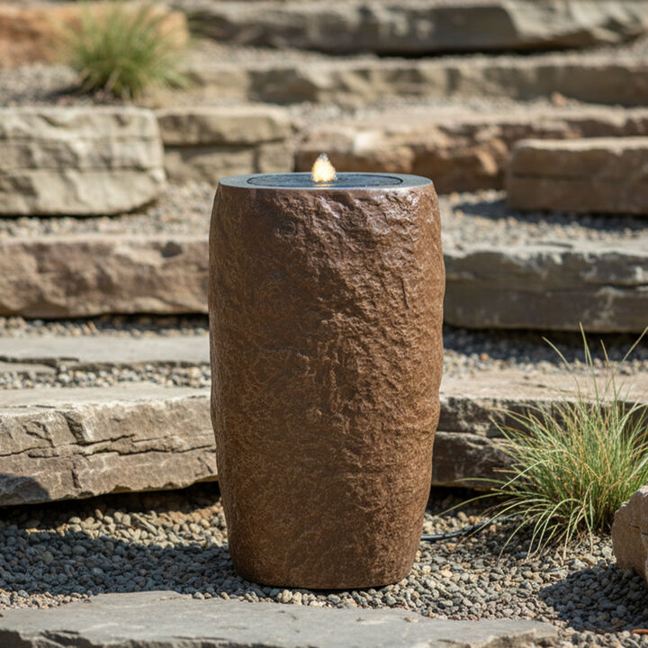 Cylinder Polystone Outdoor Bubble Fountain