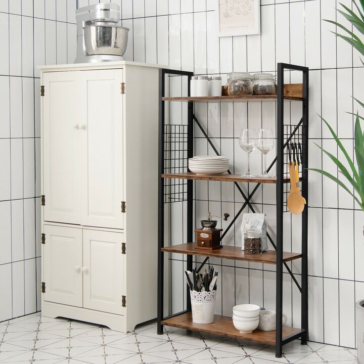 4 -Tier Industrial Open Storage Bookshelf-Coffee