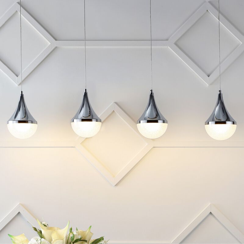 Elyse Teardrop Modern Mid Century Iron/Acrylic Integrated Linear LED Pendant