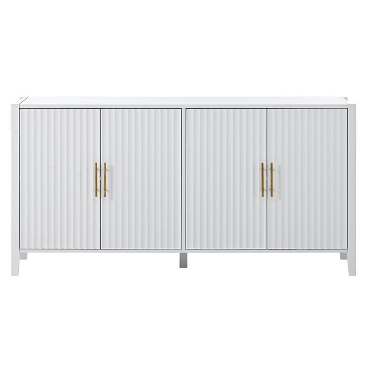 Fambep Modern Wavy-Slatted Storage Sideboard