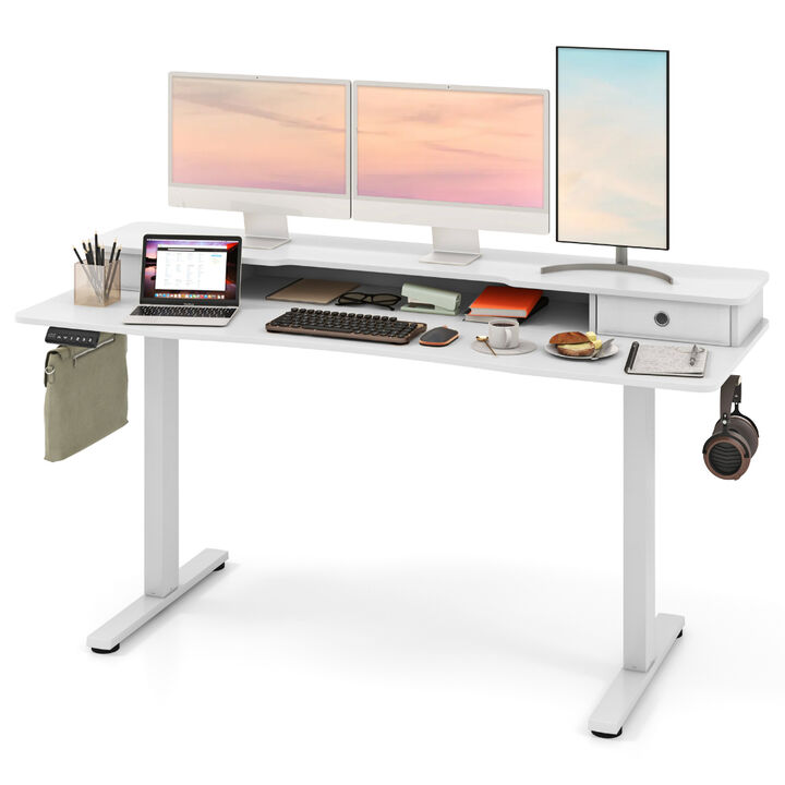 Adjustable Electric Desk with 2 Storage Drawers – Sleek Home Office Work Table