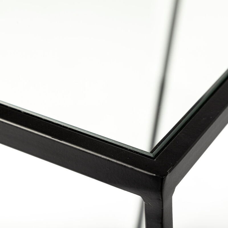 HomeRoots 10" Clear Glass and Metal Frame Console Table image number 4