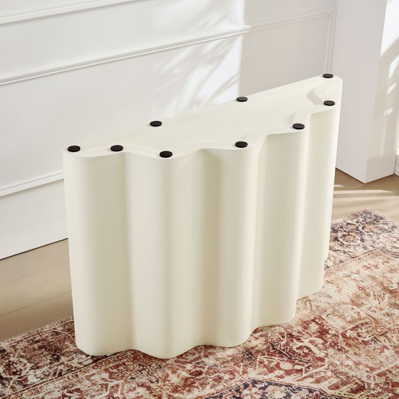 47.24 Inch Fiberglass Entryway Table for Living Room,Narrow Console Table, Modern Wavy Design Sofa Table Entrance Table image number 8