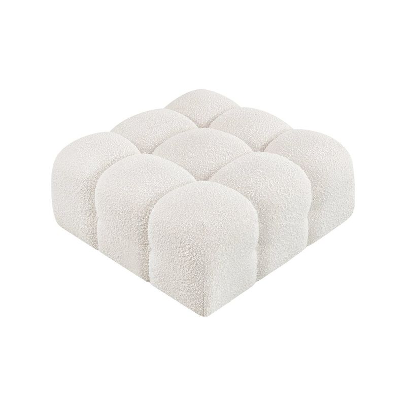 Meridian Furniture Ames Cream Boucle Fabric Ottoman
