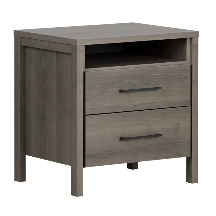Modern Java 2-Drawer Nightstand with Cubby Storage Shelf for Stylish and Organized Bedroom Storage