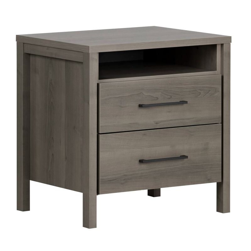Modern Java 2-Drawer Nightstand with Cubby Storage Shelf for Stylish and Organized Bedroom Storage