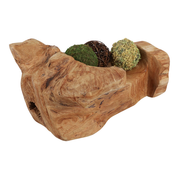 16x13" Organic Mungur Wood Bowl, Natural