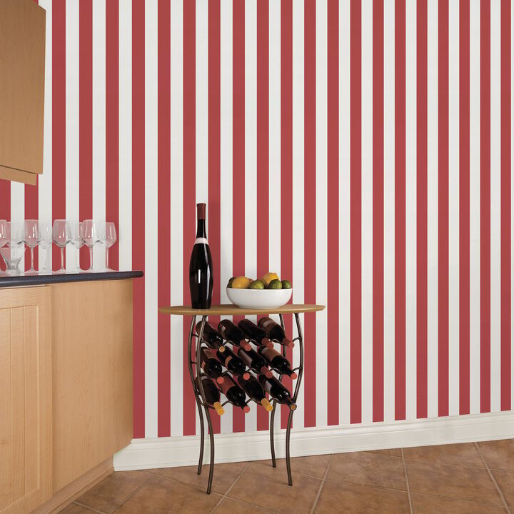 Smart Stripes 3 Awning Stripe Red and White Wallpaper G67525