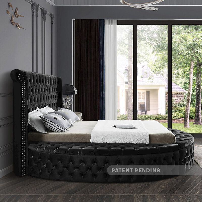 Meridian Furniture Luxus Black Velvet King Bed