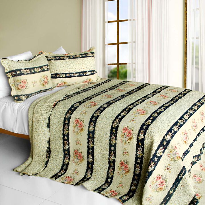 Vermicelli Quilted Cotton Printed Quilt Set Queen Size Mother&rsquo;s Castle Design Set