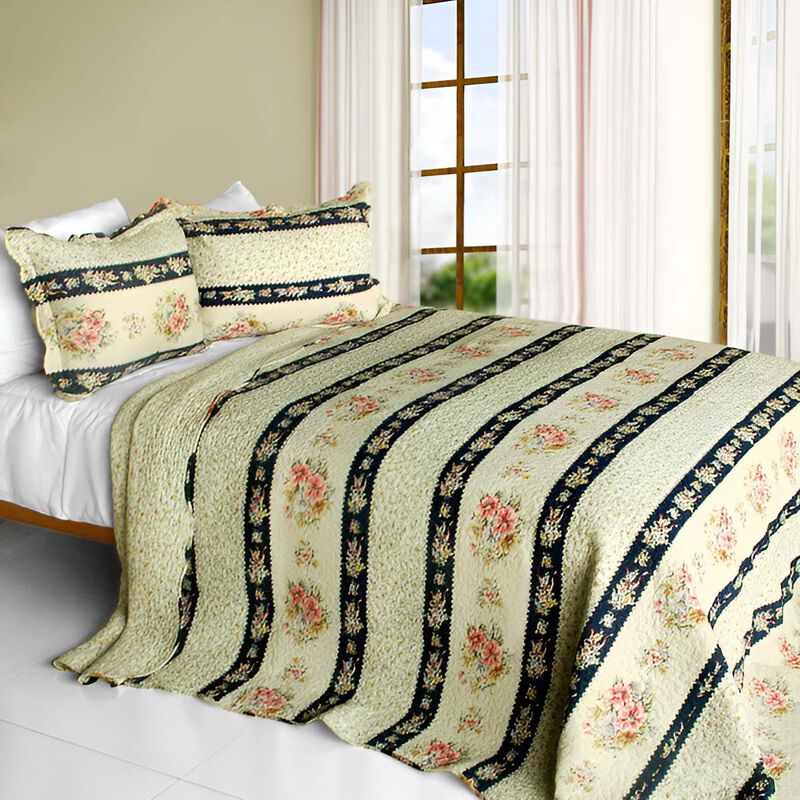 Vermicelli Quilted Cotton Printed Quilt Set Queen Size Mother&rsquo;s Castle Design Set image number 0