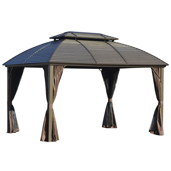 Brown Garden Structure: 10x12 Hardtop Gazebo with Aluminum Frame