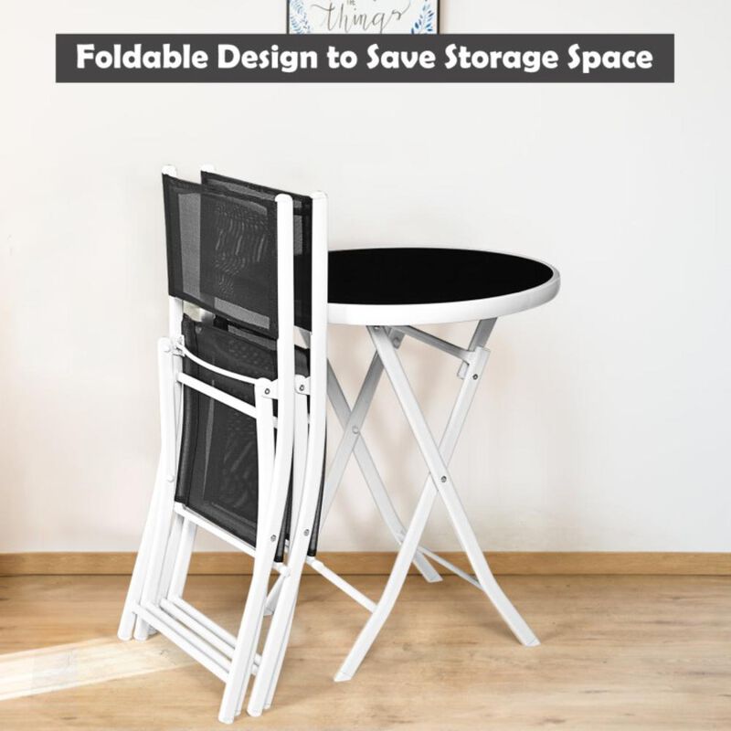 Hivvago 3 Pieces Patio Folding Bistro Set for Balcony or Outdoor Space
