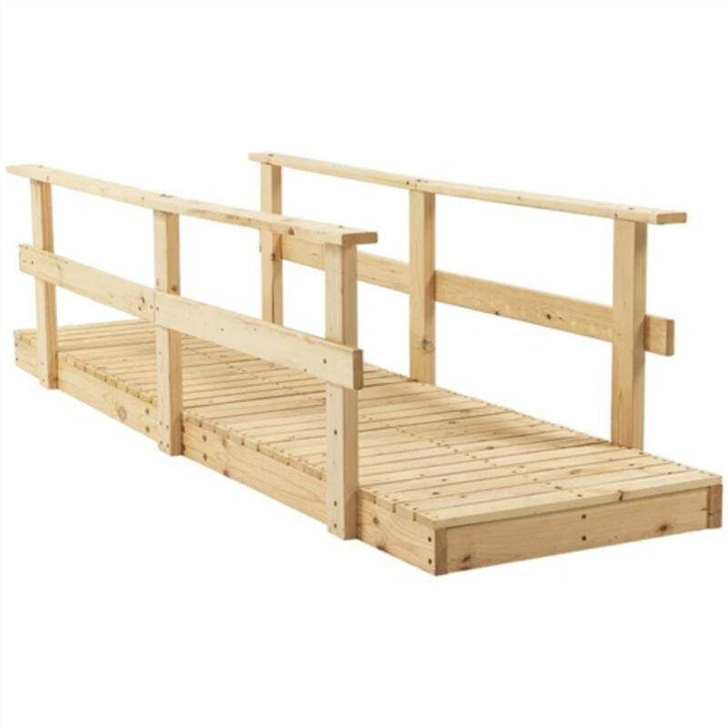 Outdoor Wooden Garden Bridge with Hand Rails for Yard and Pond