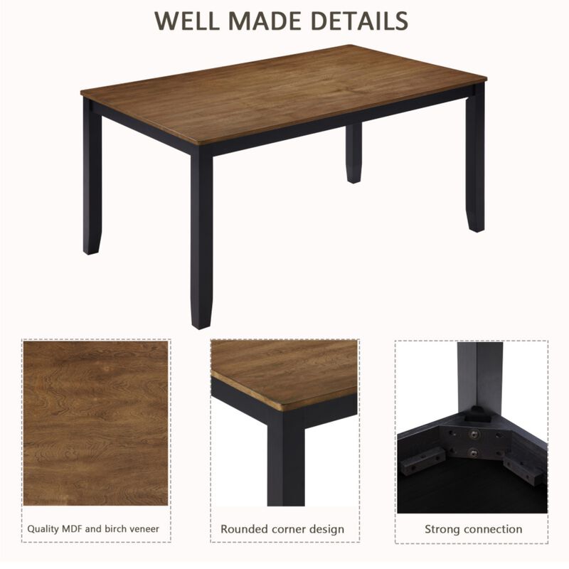 Vusmap Farmhouse 6‑Piece Dining Table Set image number 3