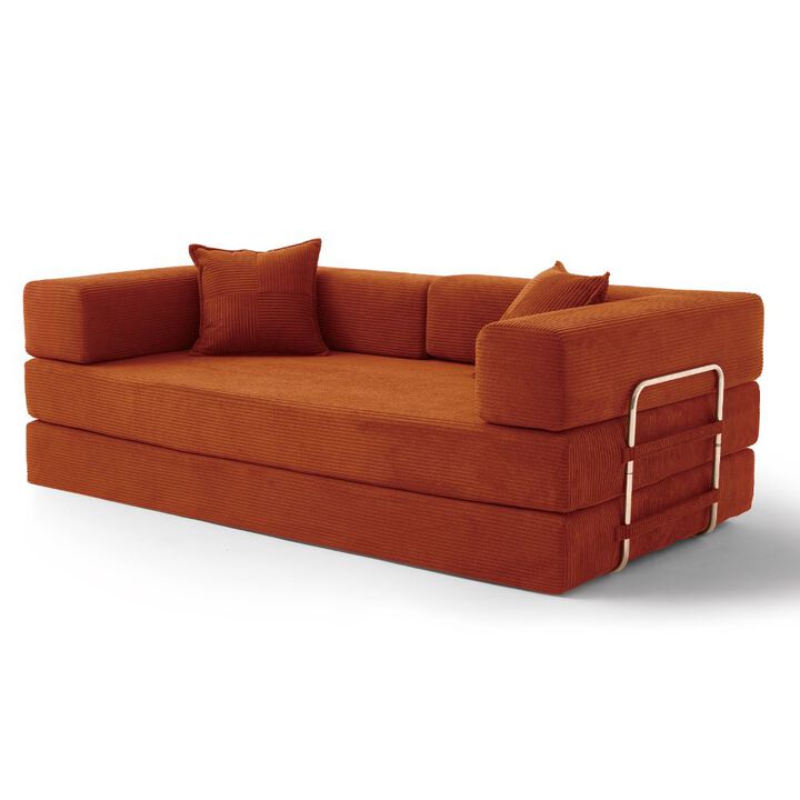 78" Convertible Corduroy Sofa Bed, 5-in-1 Folding Futon Couch, Boneless Sleeper for Living Room