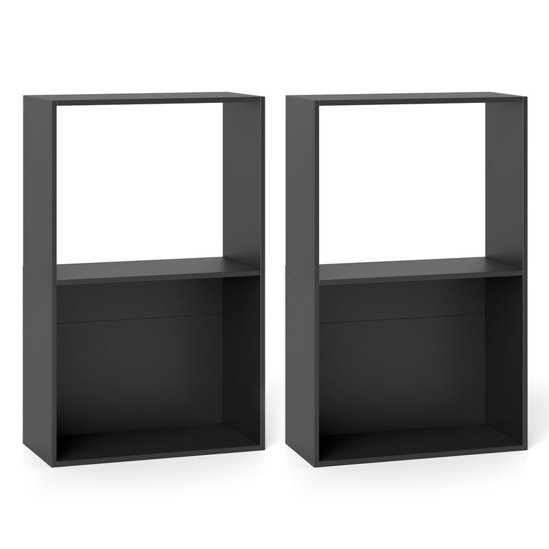 Set of 2 Freestanding 3-Tier Bookshelf for Home Storage image number 0
