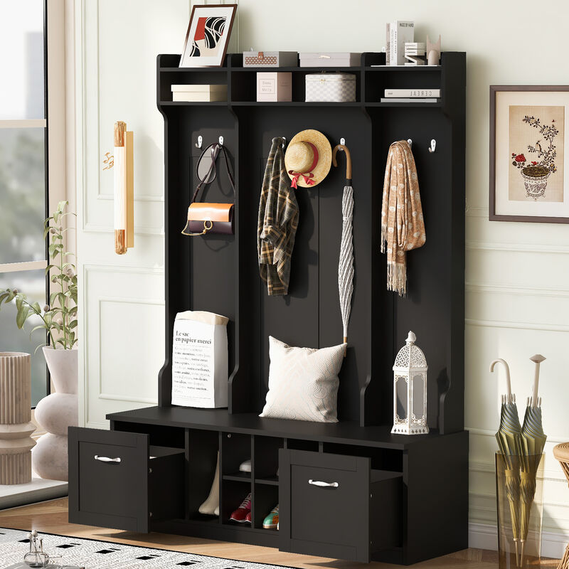 Merax Bench with Coat Rack Entryway Hall Tree