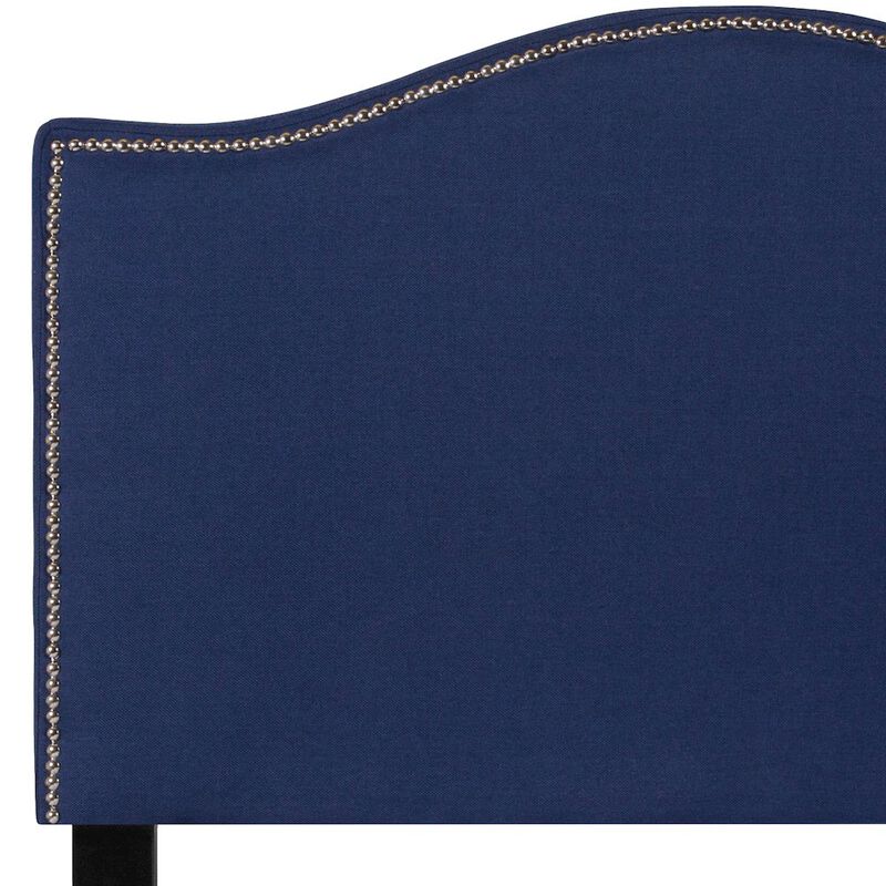 Flash Furniture Upholstered Twin Size Headboard with Accent Nail Trim in Navy Fabric image number 3