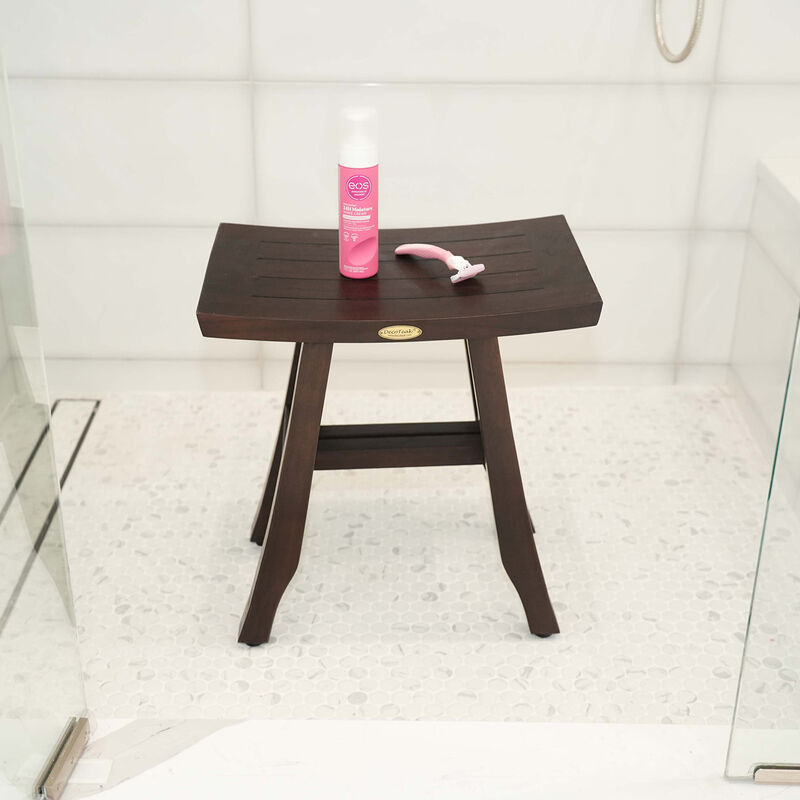 DecoTeak Satori 18" Teak Wood Shower Bench in Woodland Brown Finish