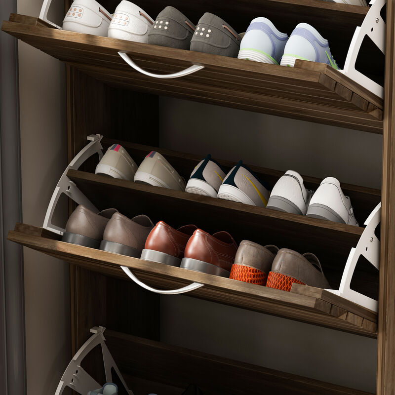 42.3 in. H x 22.4 in. W, Brown Wood Grain Environment-Friendly High-Quality Particle Board Shoe Storage Cabinet