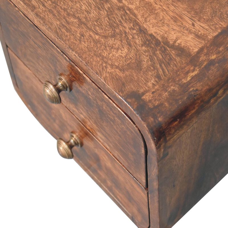 Artisan Furniture Solid Wood Mini Curved California Walnut Wall Mounted Bedside